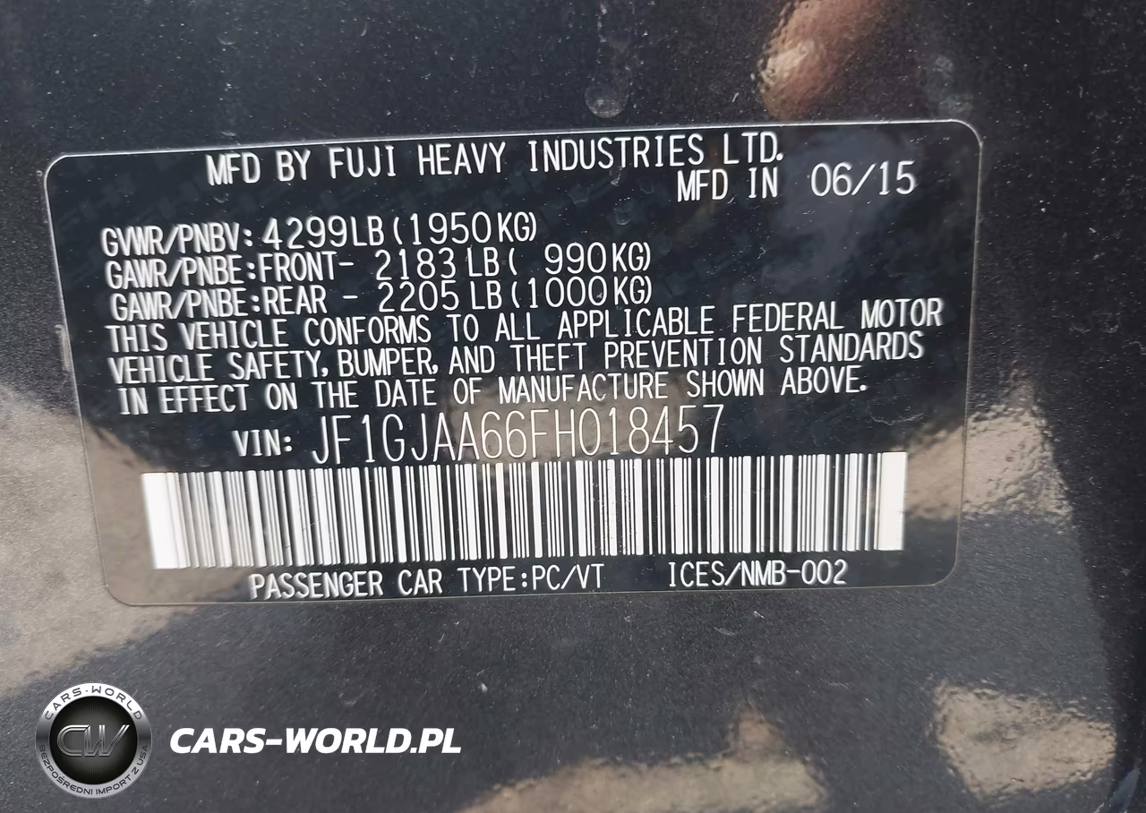 2015 Subaru Impreza 2.0I VIN:JF1GJAA66FH018457 - 9