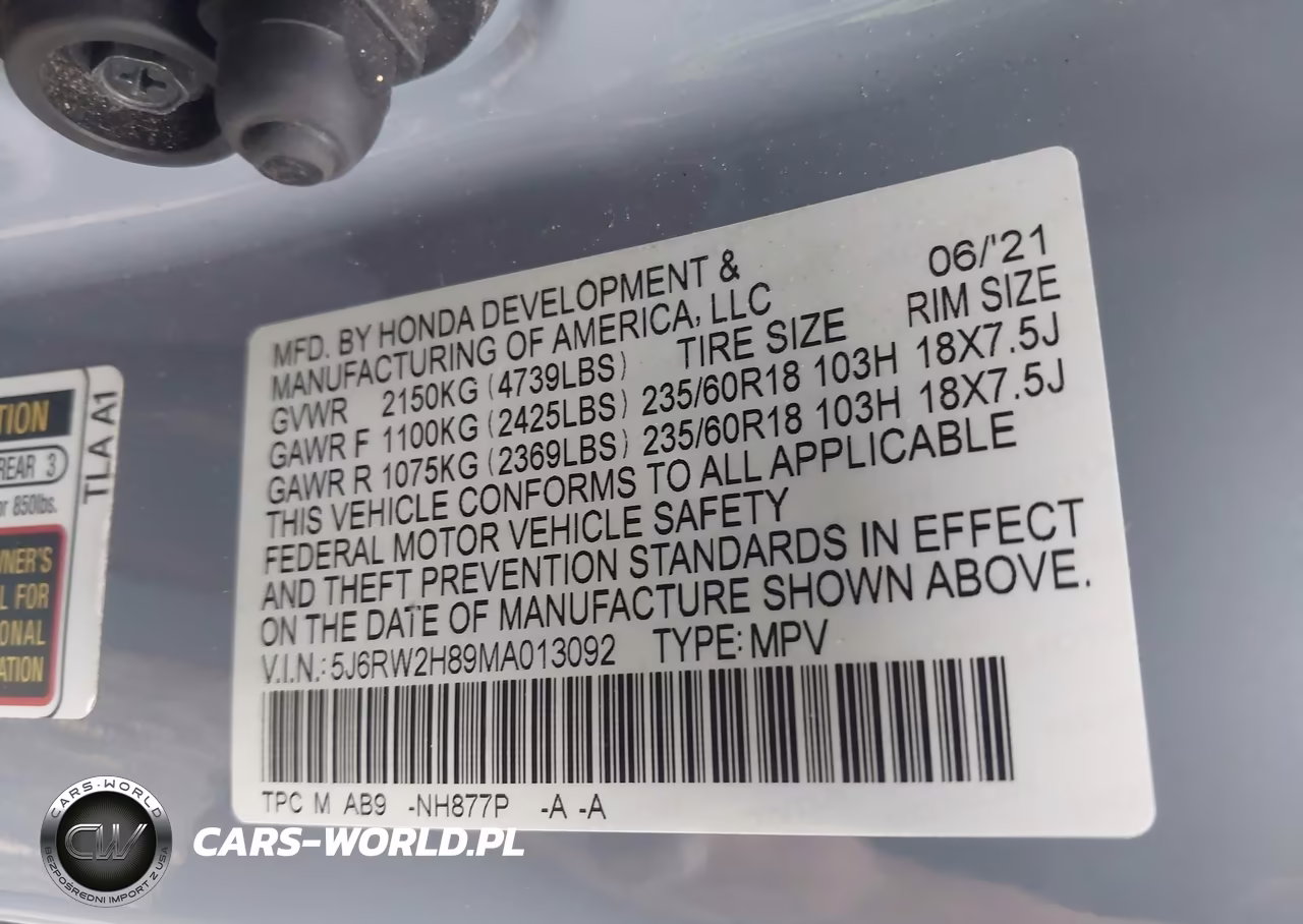 2021 Honda Cr-V Awd Ex-L VIN:5J6RW2H89MA013092 - 9