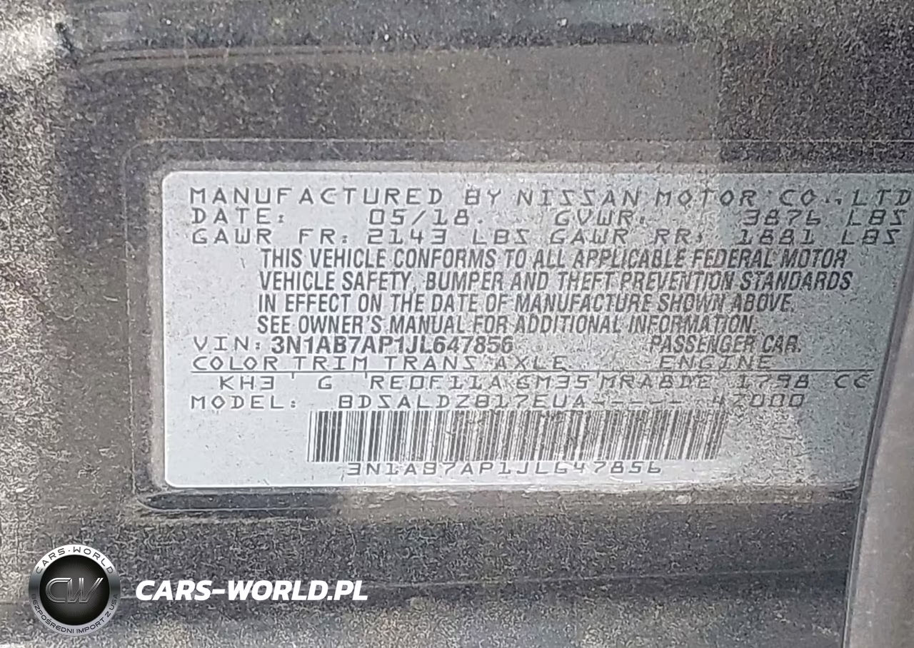 2018 Nissan Sentra Sv VIN:3N1AB7AP1JL647856 - 9
