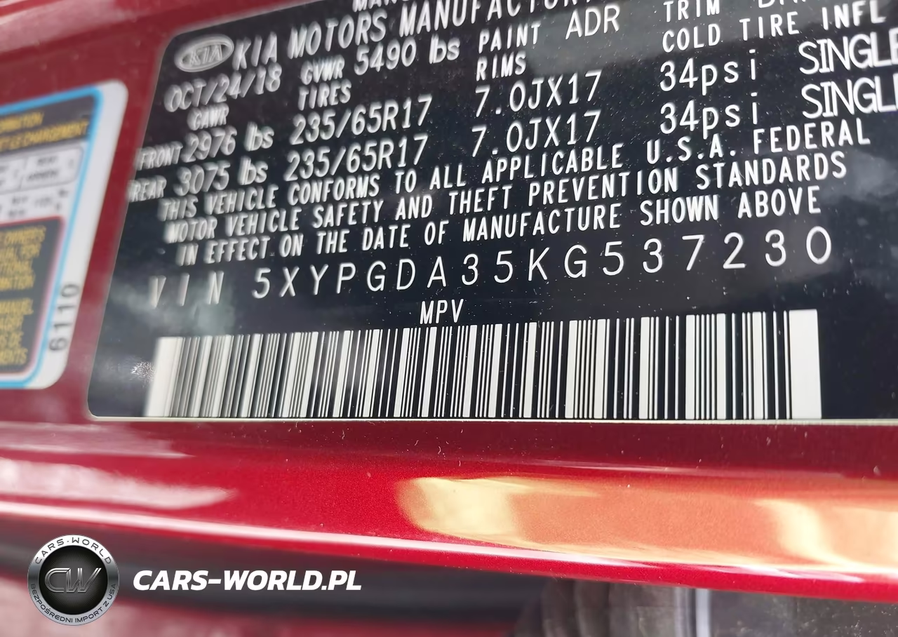 2019 Kia Sorento 2.4L Lx VIN:5XYPGDA35KG537230 - 9