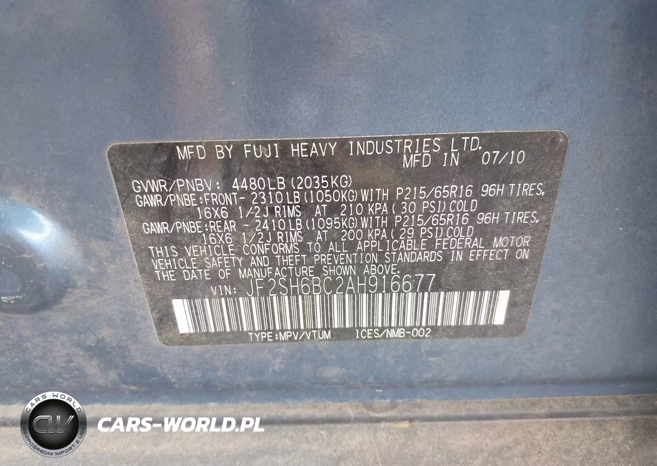 2010 Subaru Forester 2.5X VIN:JF2SH6BC2AH916677 - 9