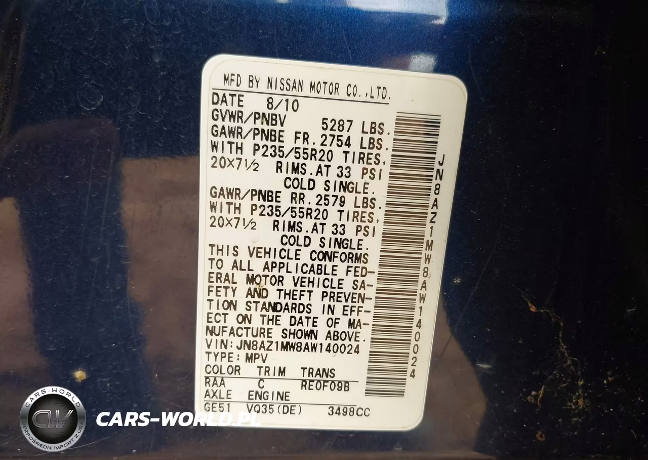 2010 Nissan Murano Le VIN:JN8AZ1MW8AW140024 - 9