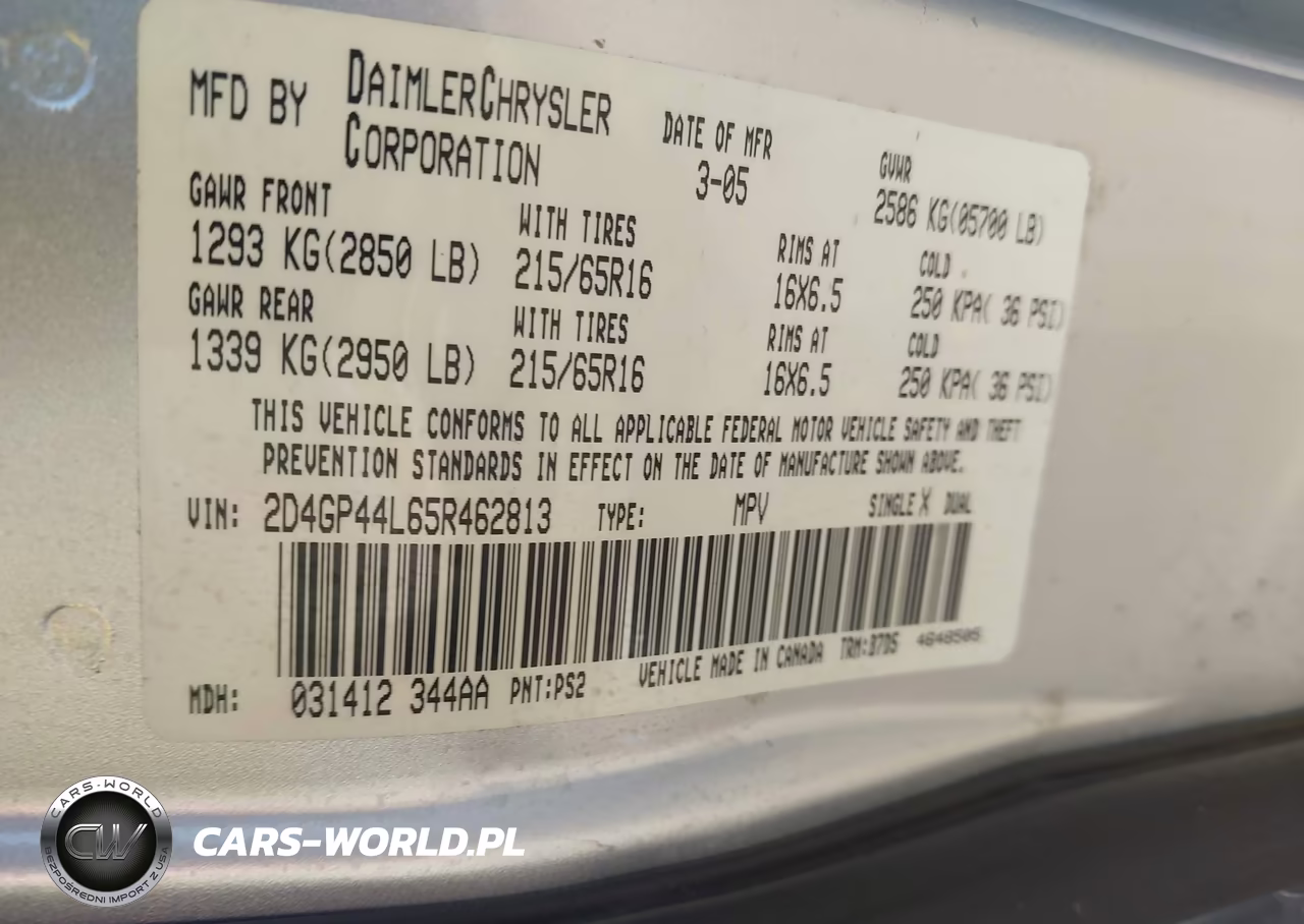 2005 Dodge Caravan Sxt VIN:2D4GP44L65R462813 - 9