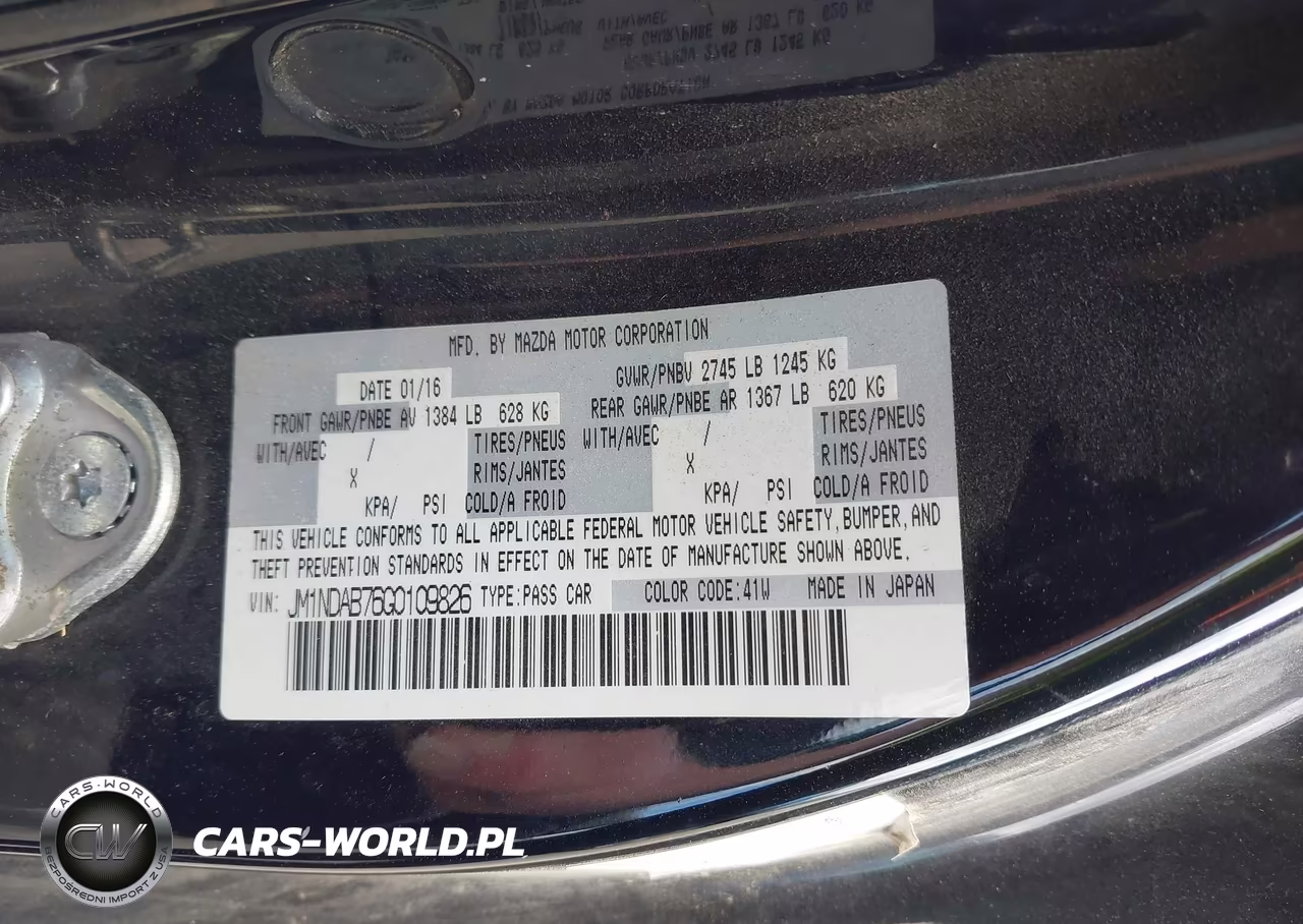 2016 Mazda Mx-5 Miata Sport VIN:JM1NDAB76G0109826 - 9