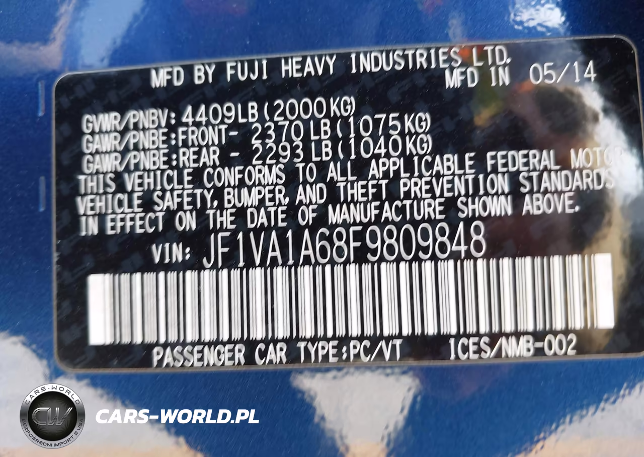 2015 Subaru Wrx VIN:JF1VA1A68F9809848 - 9
