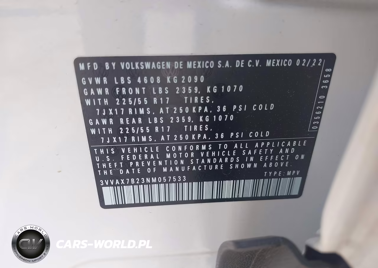 2022 Volkswagen Taos 1.5T S VIN:3VVAX7B23NM057533 - 9