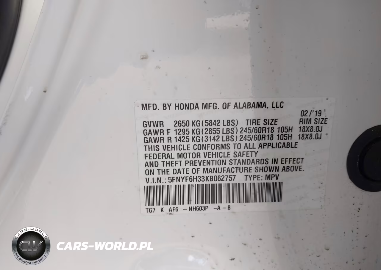 2019 Honda Pilot Ex VIN:5FNYF6H33KB062757 - 9