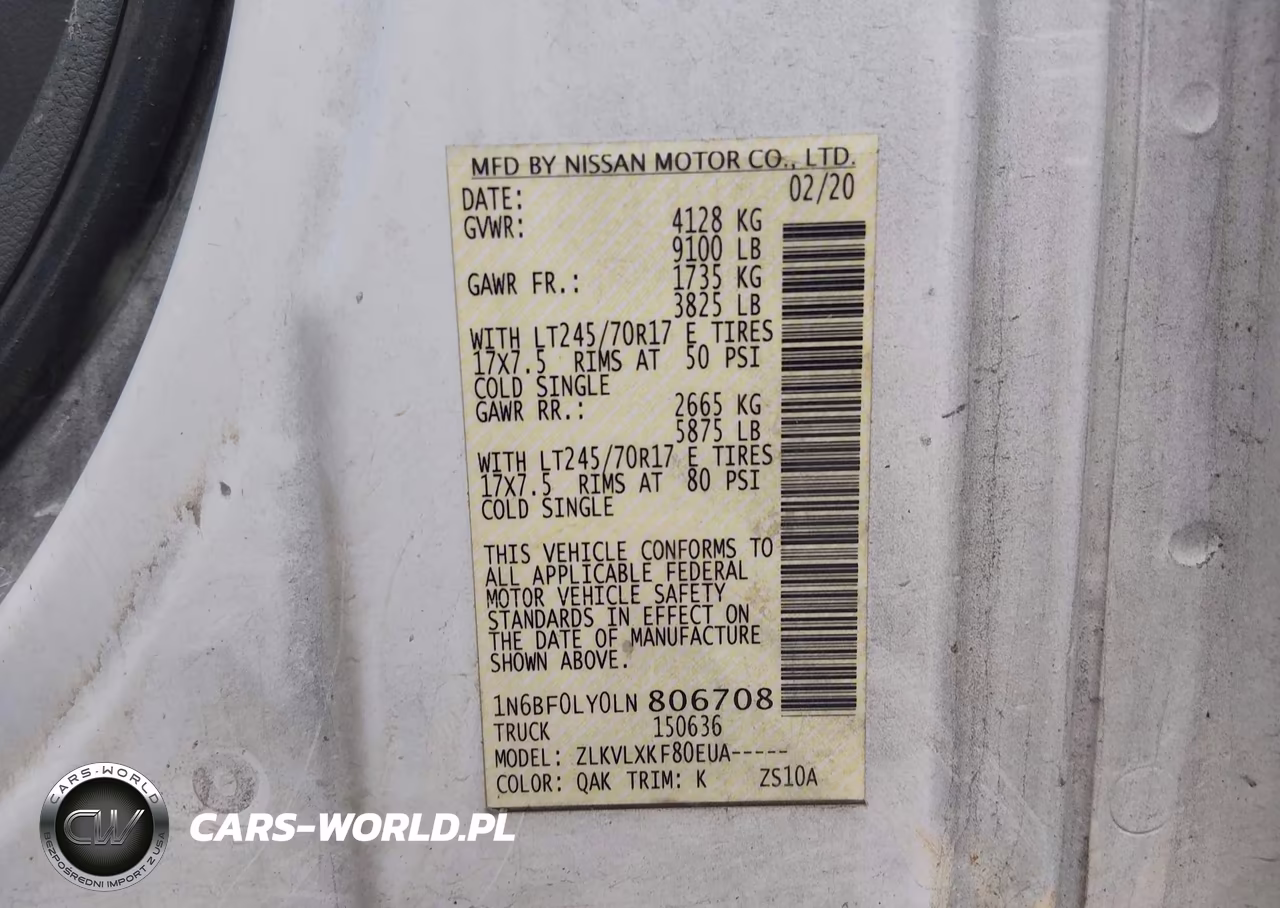 2020 Nissan Nv Cargo Nv2500 Hd Sv High Roof V6 VIN:1N6BF0LY0LN806708 - 9