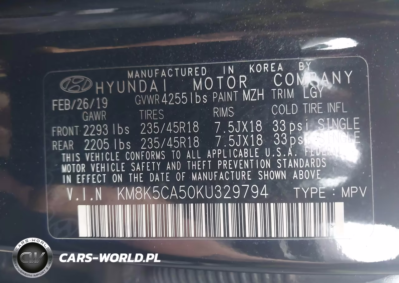 2019 Hyundai Kona Ultimate VIN:KM8K5CA50KU329794 - 9