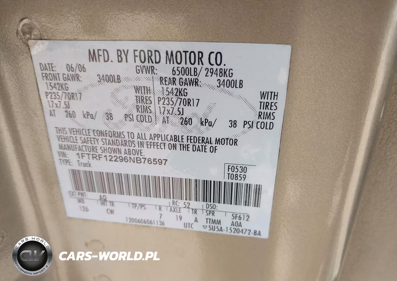 2006 Ford F-150 Stx-Xl-Xlt VIN:1FTRF12296NB76597 - 9