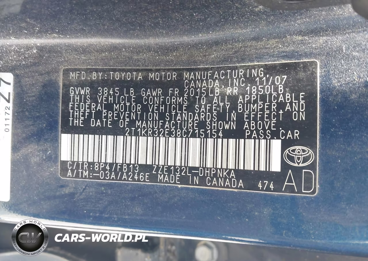 2008 Toyota Matrix Xr VIN:2T1KR32E38C715154 - 9
