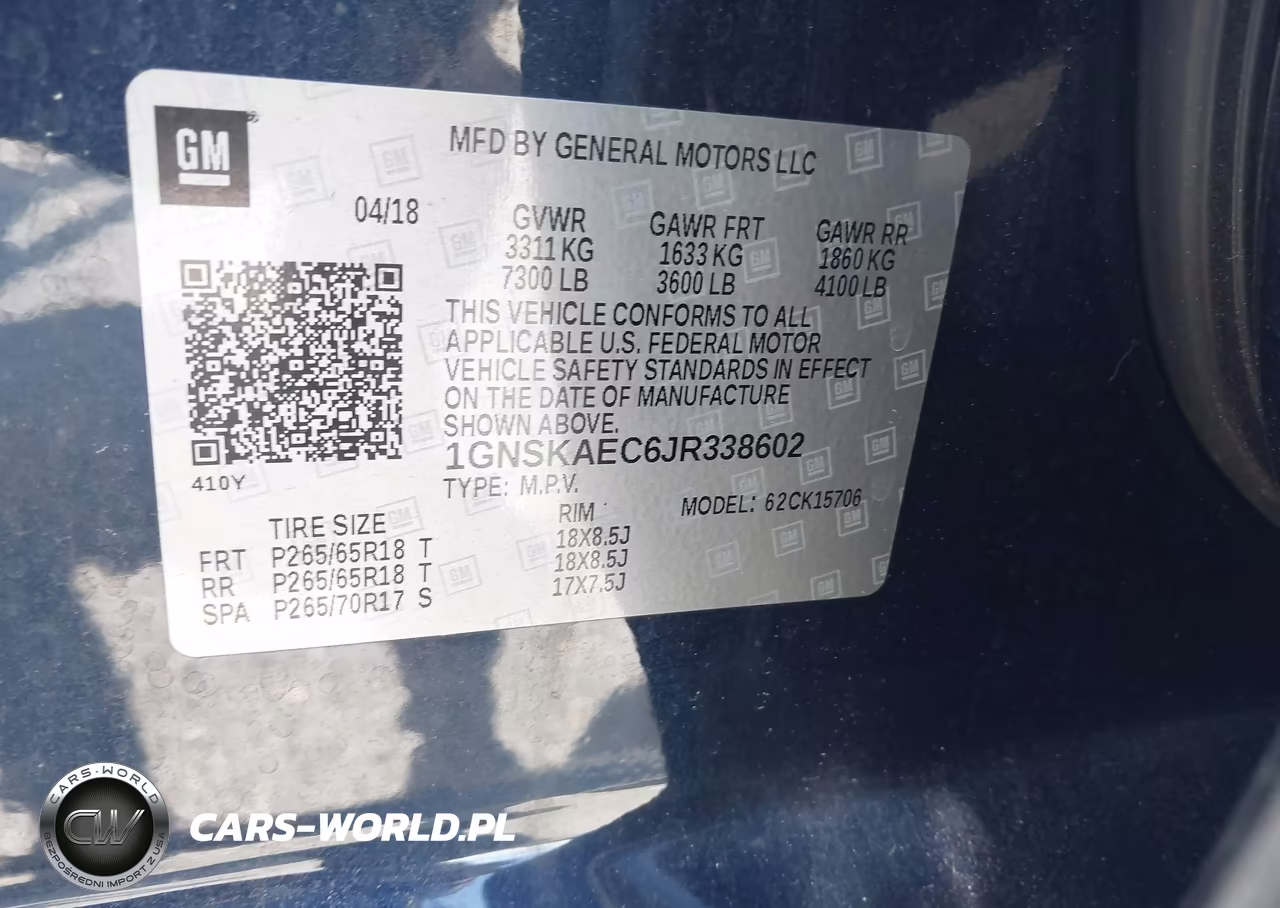 2018 Chevrolet Tahoe Ls VIN:1GNSKAEC6JR338602 - 9
