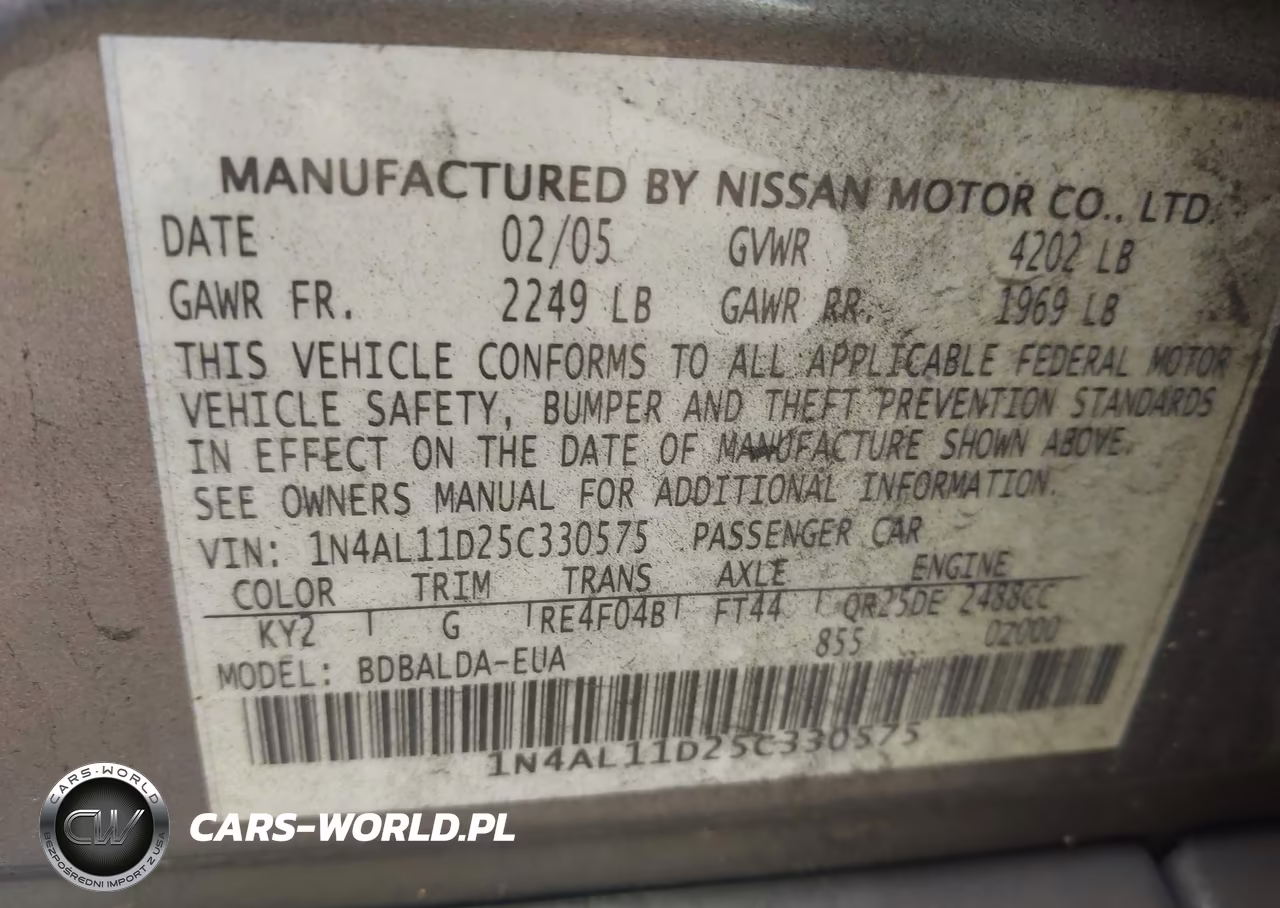 2005 Nissan Altima 2.5 S VIN:1N4AL11D25C330575 - 9