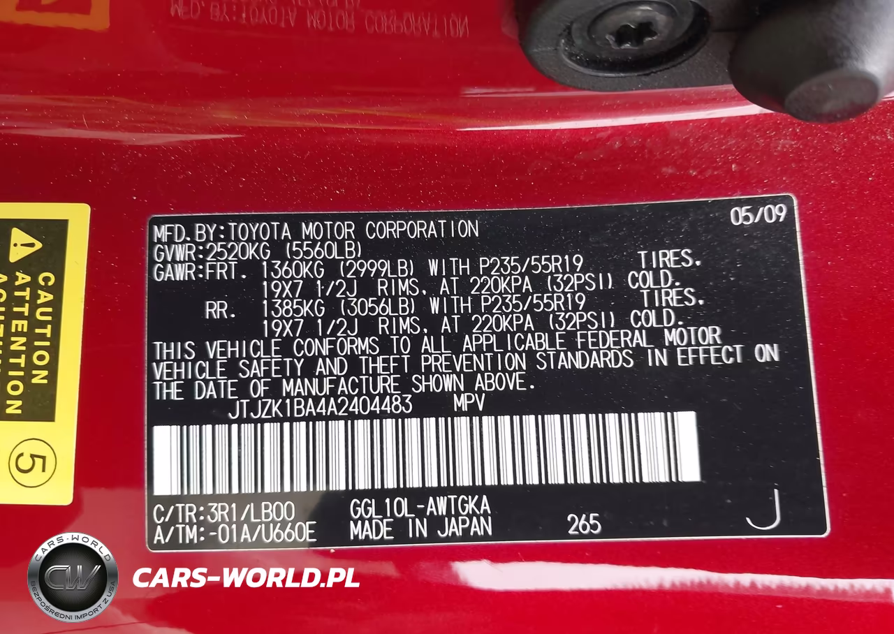 2010 Lexus Rx 350 VIN:JTJZK1BA4A2404483 - 9