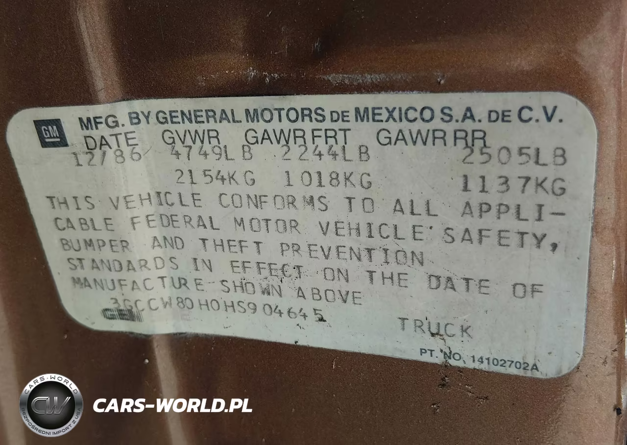 1987 Chevrolet El Camino VIN:3GCCW80H0HS904645 - 9