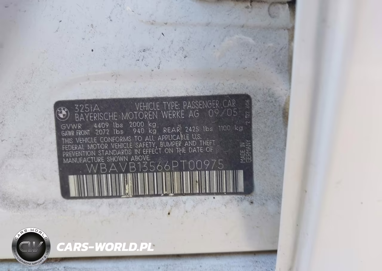 2006 BMW 325I VIN:WBAVB13566PT00975 - 9