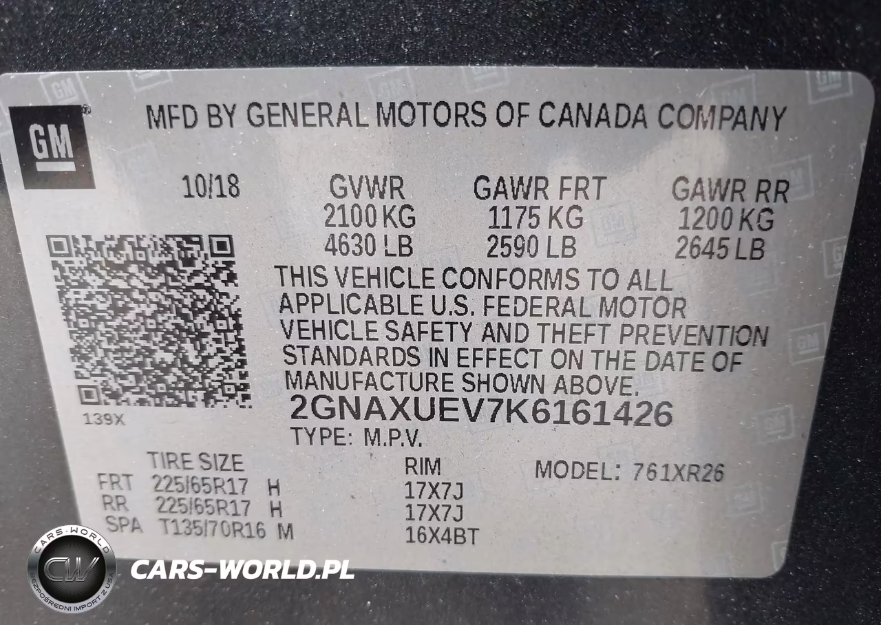 2019 Chevrolet Equinox Lt VIN:2GNAXUEV7K6161426 - 9