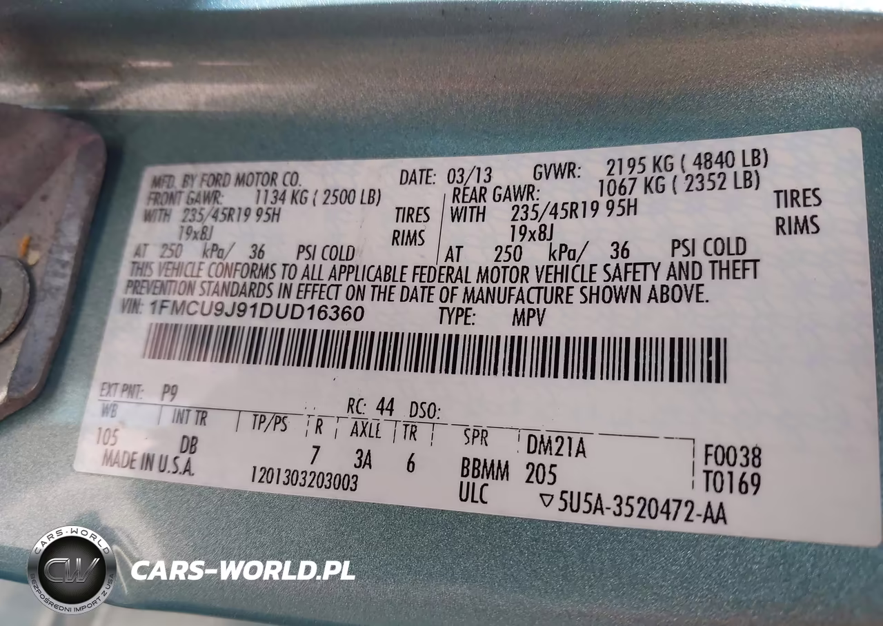 2013 Ford Escape Titanium VIN:1FMCU9J91DUD16360 - 9