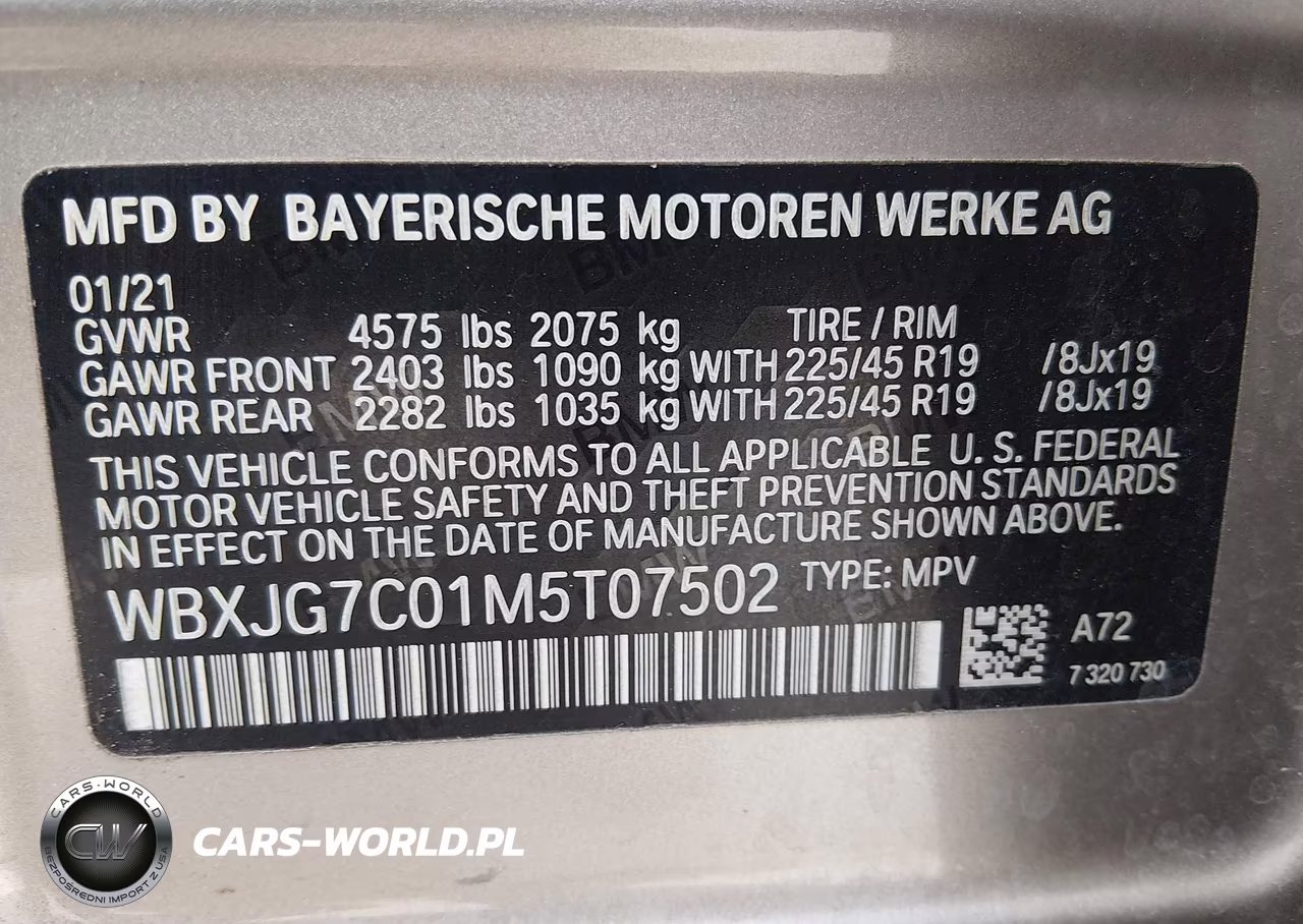 2021 BMW X1 Sdrive28I VIN:WBXJG7C01M5T07502 - 9