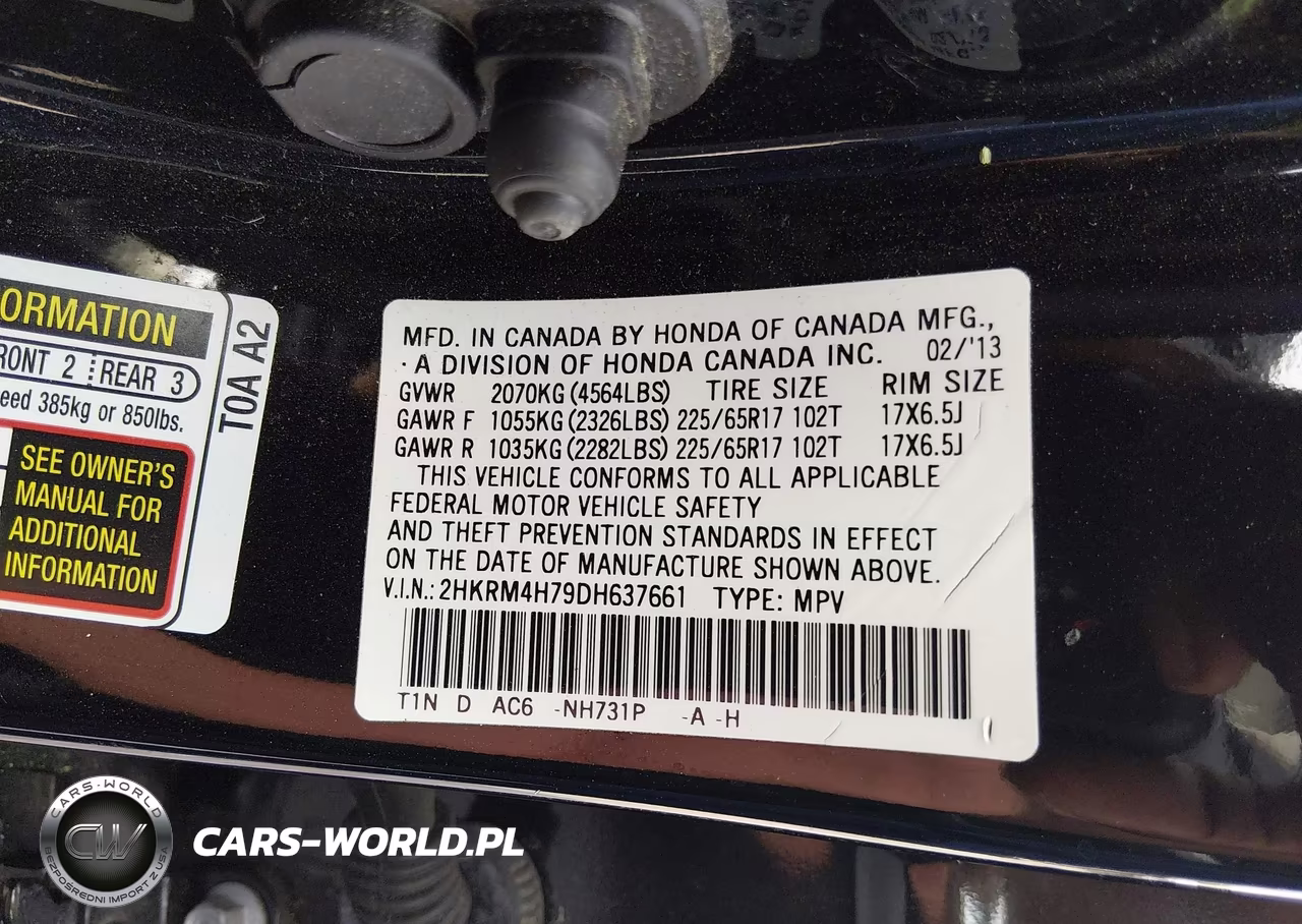 2013 Honda Cr-V Ex-L VIN:2HKRM4H79DH637661 - 9