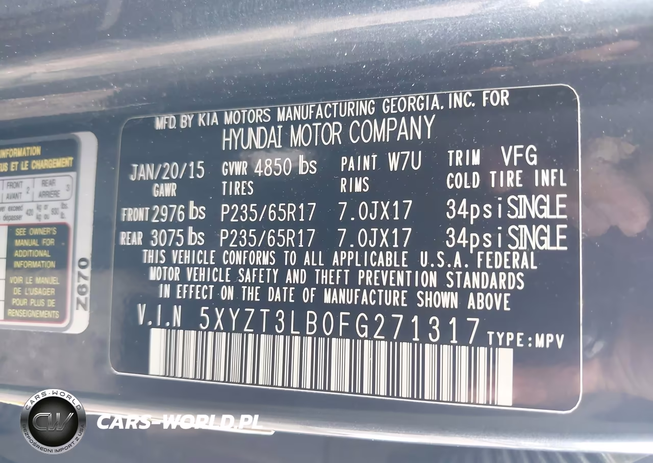 2015 Hyundai Santa Fe Sport 2.4L VIN:5XYZT3LB0FG271317 - 9
