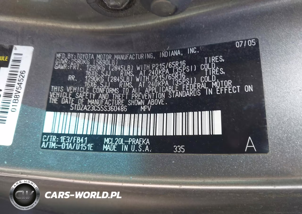 2005 Toyota Sienna Le VIN:5TDZA23C55S360486 - 9