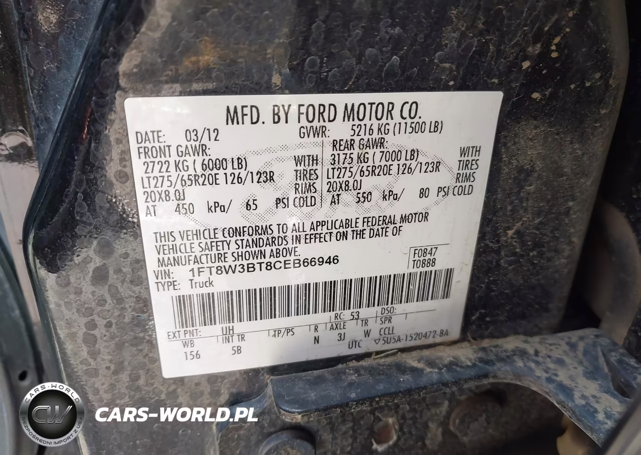 2012 Ford Super Duty F-350 Srw Lariat VIN:1FT8W3BT8CEB66946 - 9