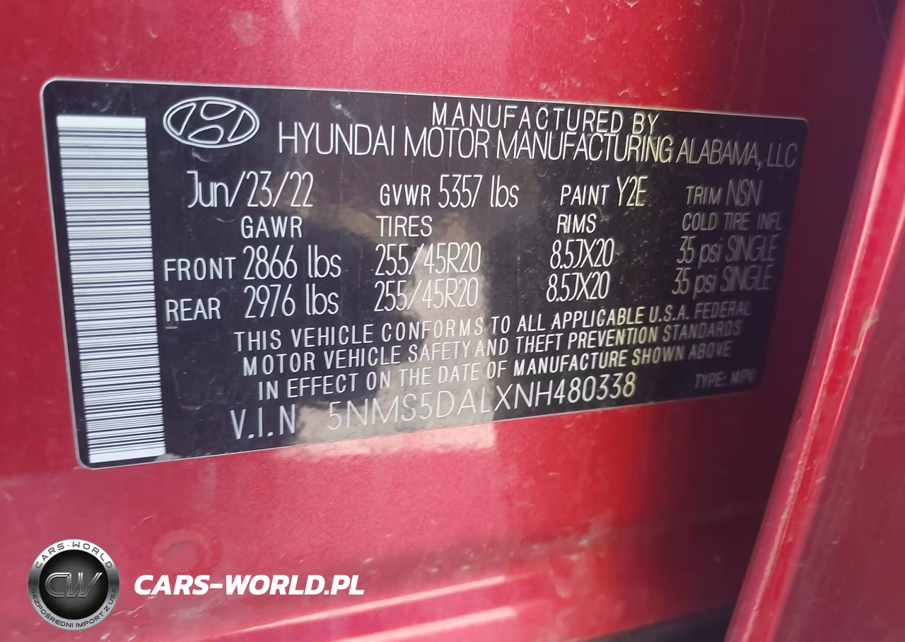 2022 Hyundai Santa Fe Calligraphy VIN:5NMS5DALXNH480338 - 9