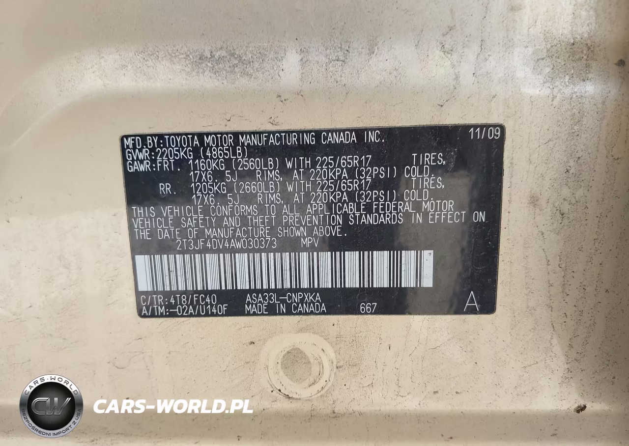 2010 Toyota Rav4 VIN:2T3JF4DV4AW030373 - 9