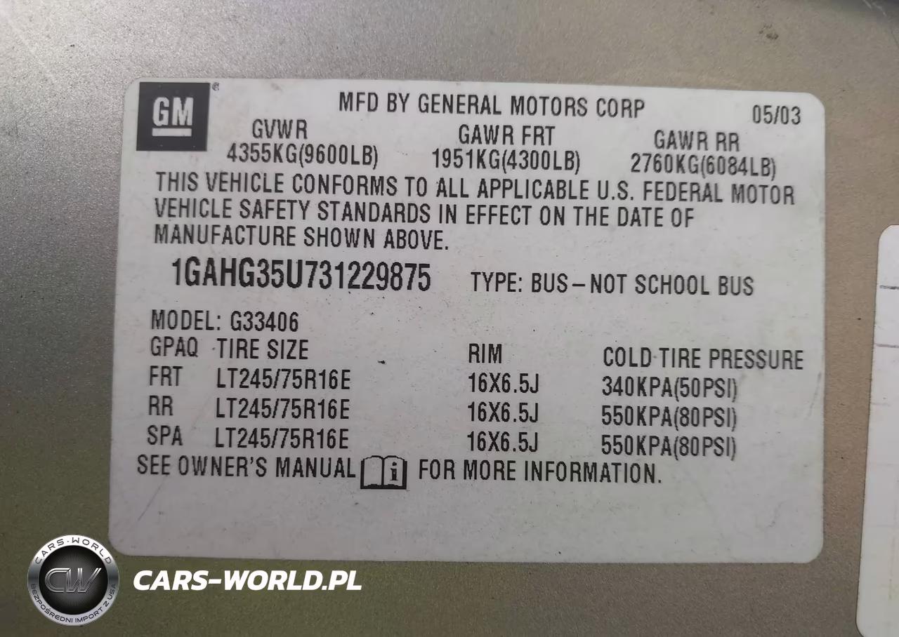 2003 Chevrolet Express VIN:1GAHG35U731229875 - 9