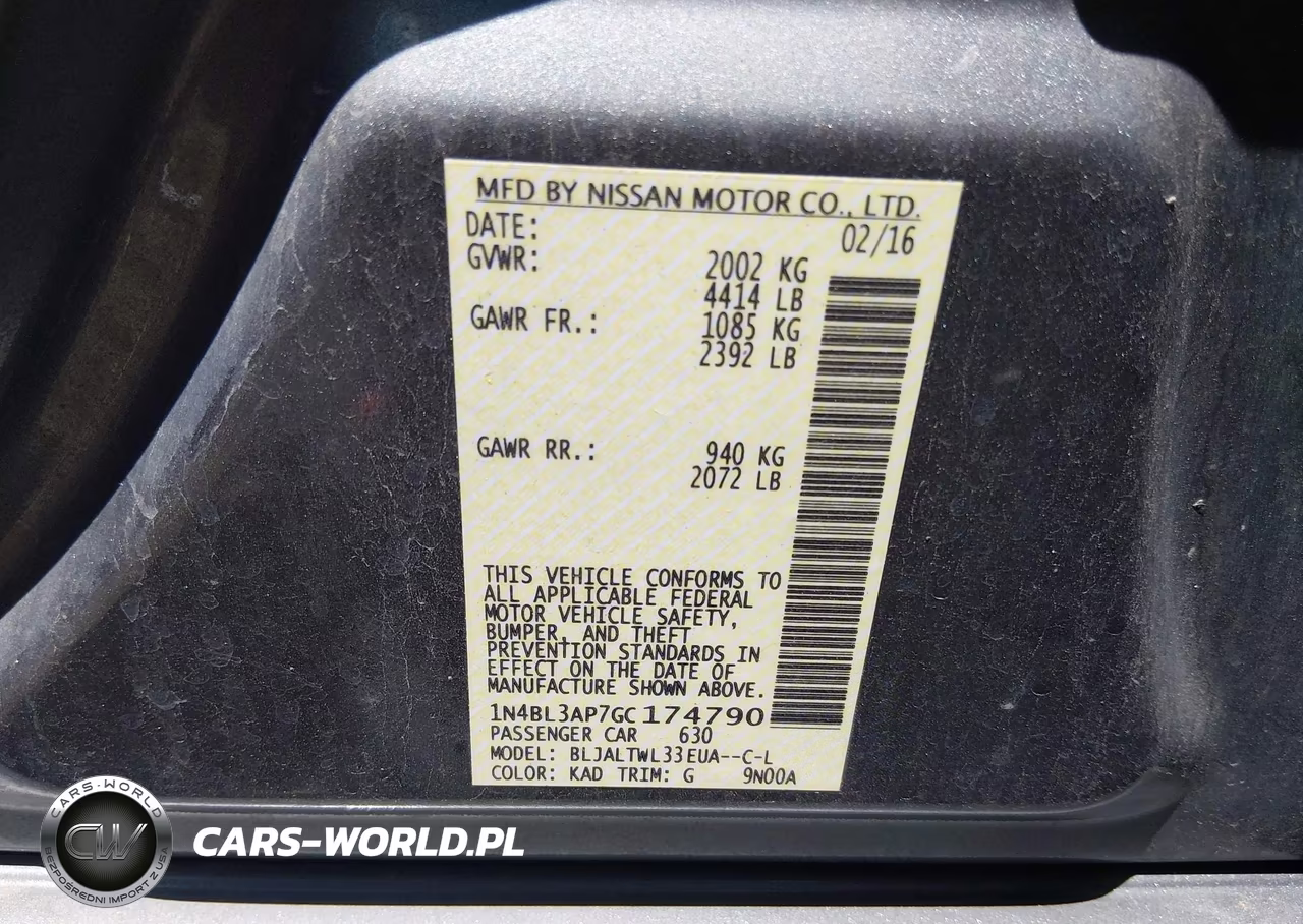 2016 Nissan Altima 3.5 Sl VIN:1N4BL3AP7GC174790 - 9