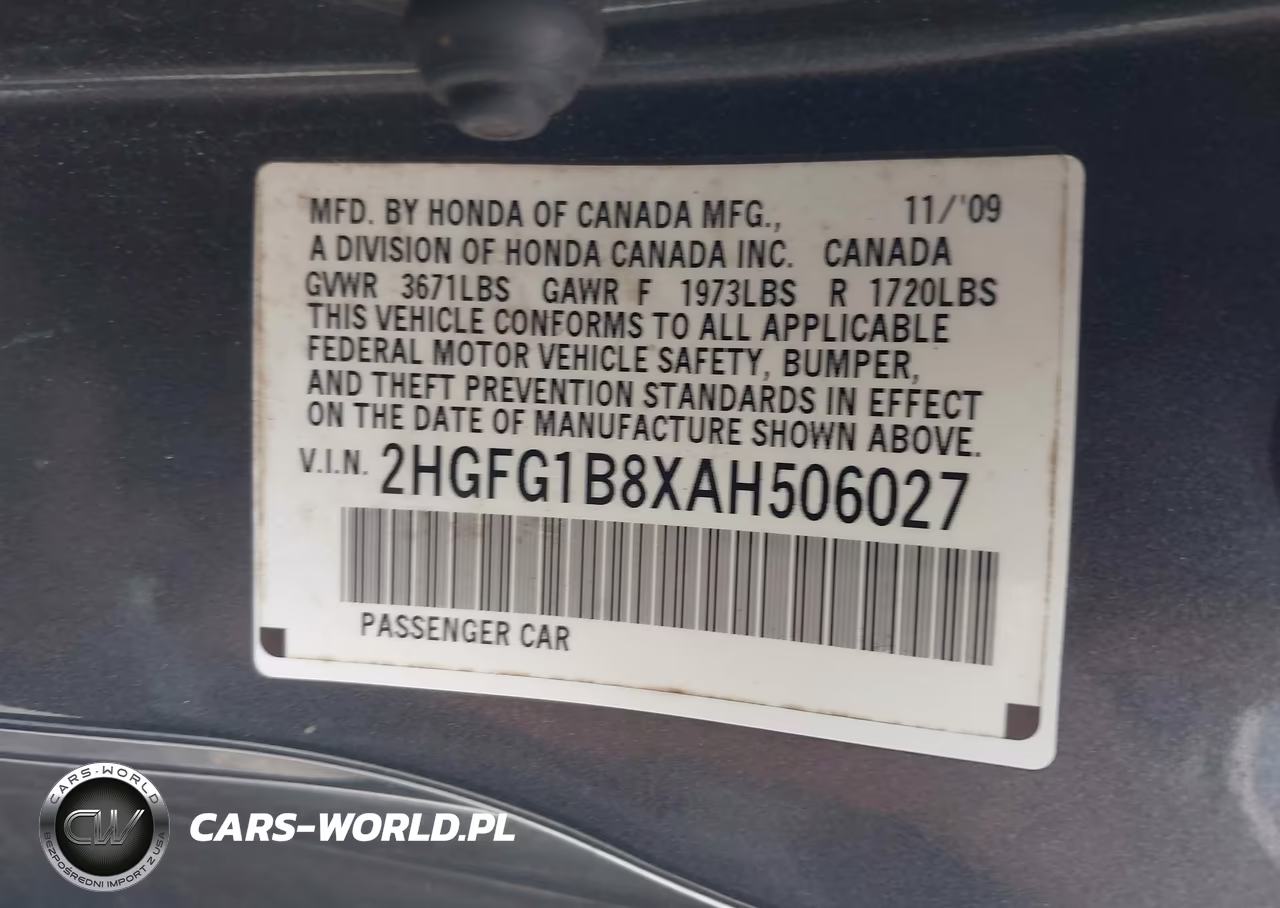 2010 Honda Civic Ex VIN:2HGFG1B8XAH506027 - 9