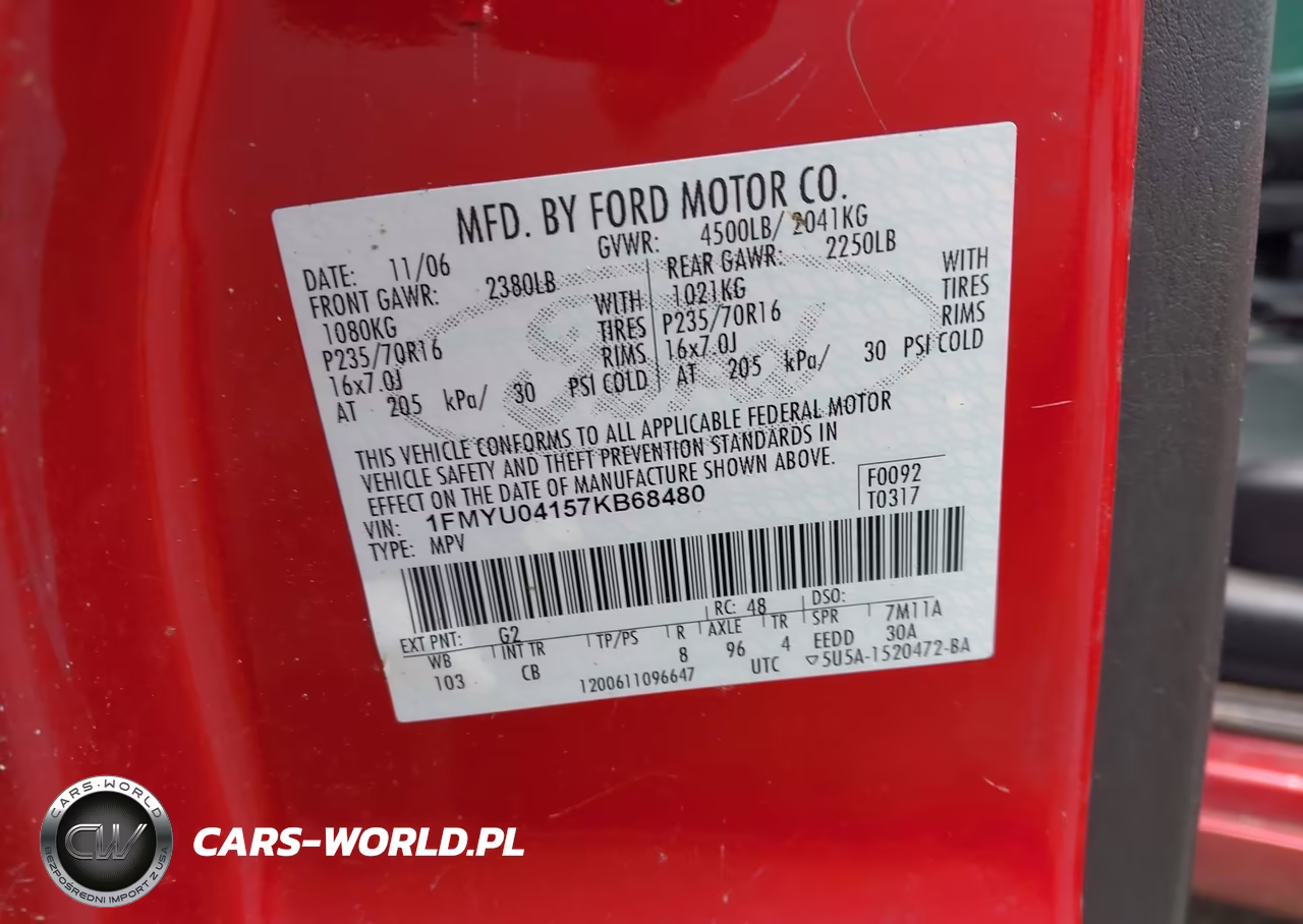 2007 Ford Escape Limited VIN:1FMYU04157KB68480 - 9