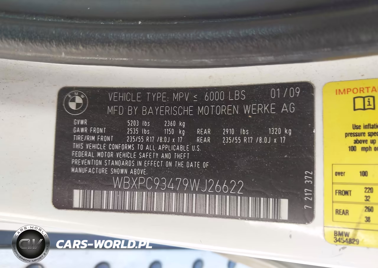 2009 BMW X3 xDrive30I VIN:WBXPC93479WJ26622 - 9