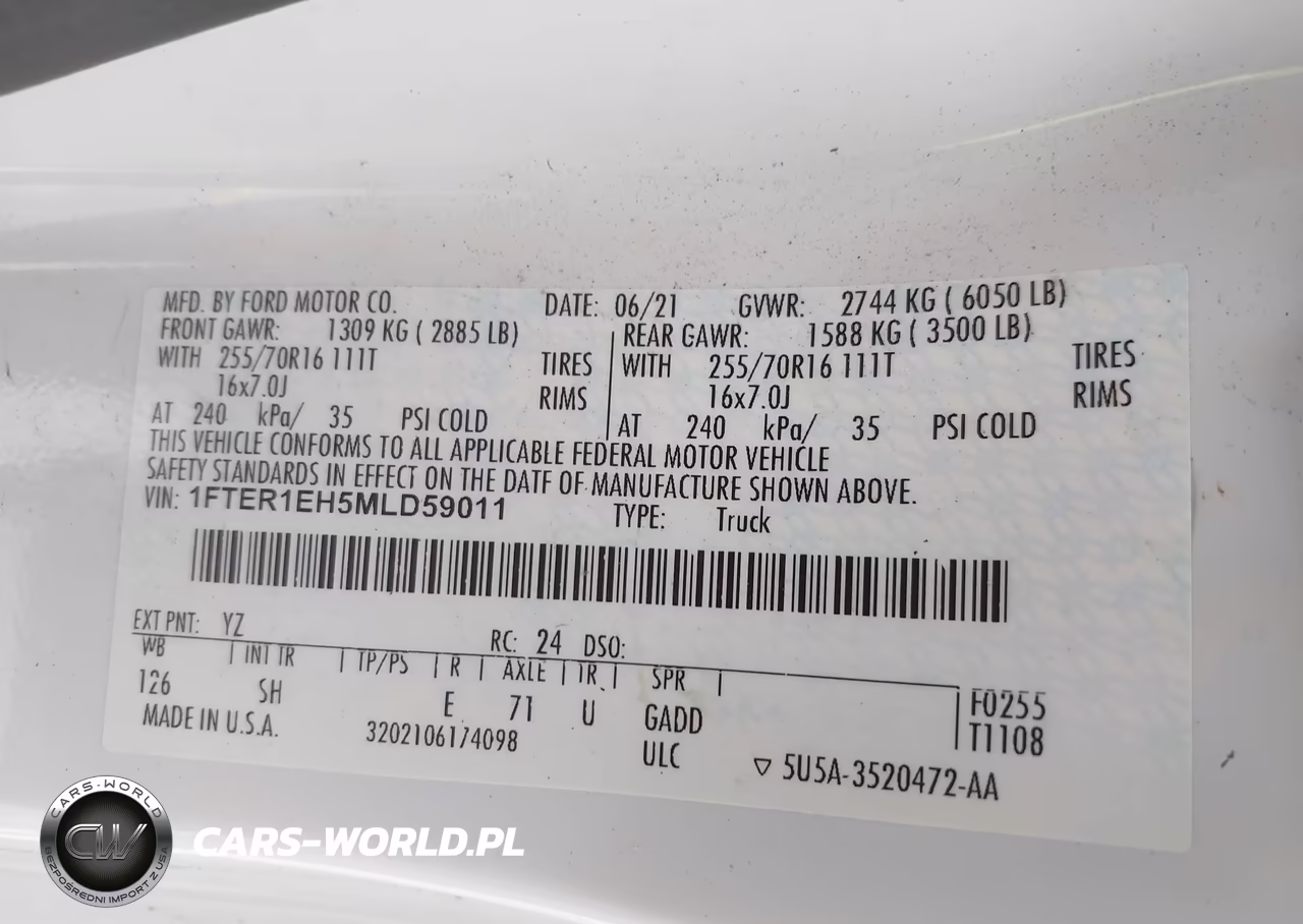 2021 Ford Ranger Xl VIN:1FTER1EH5MLD59011 - 9