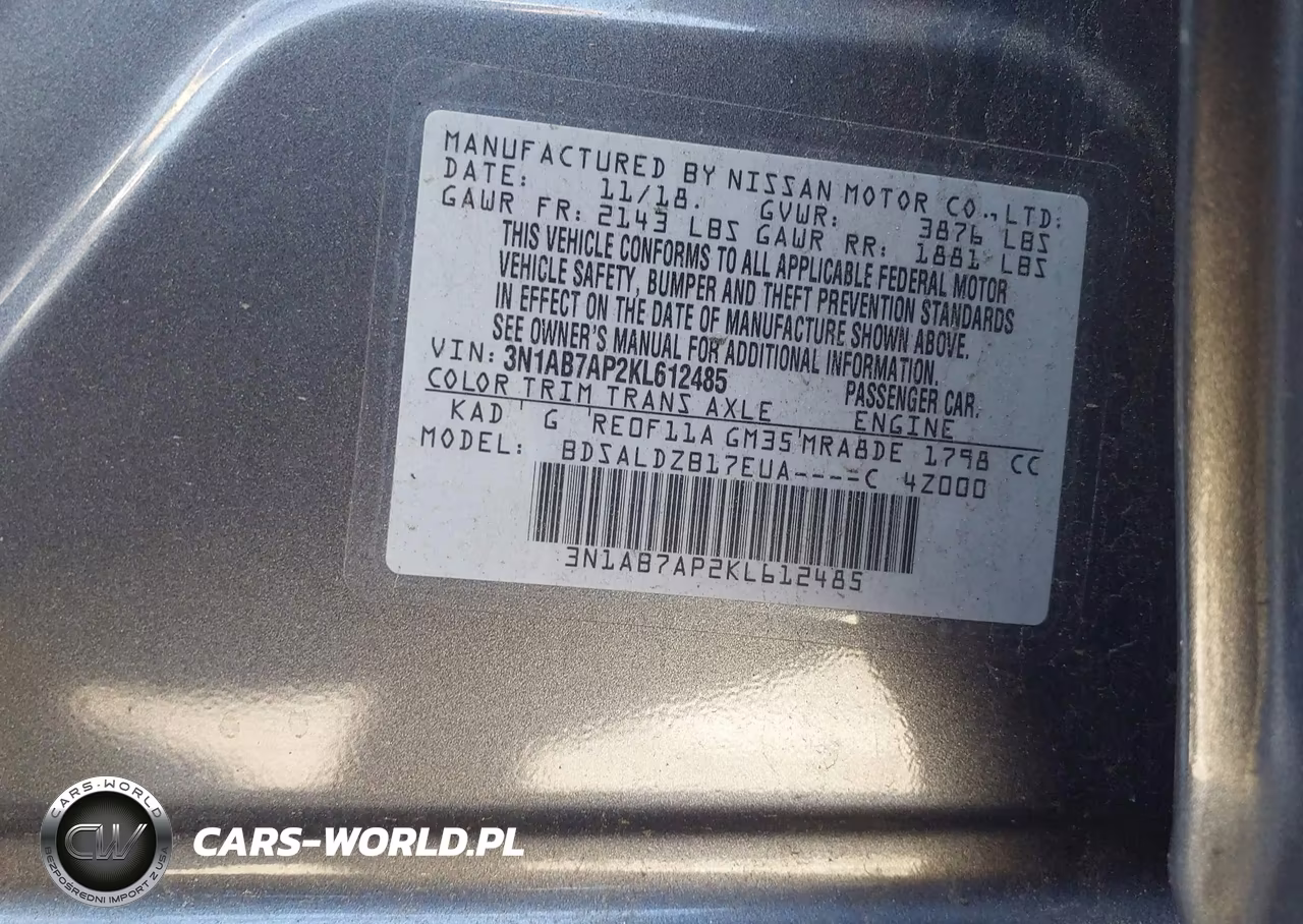 2019 Nissan Sentra Sv VIN:3N1AB7AP2KL612485 - 9
