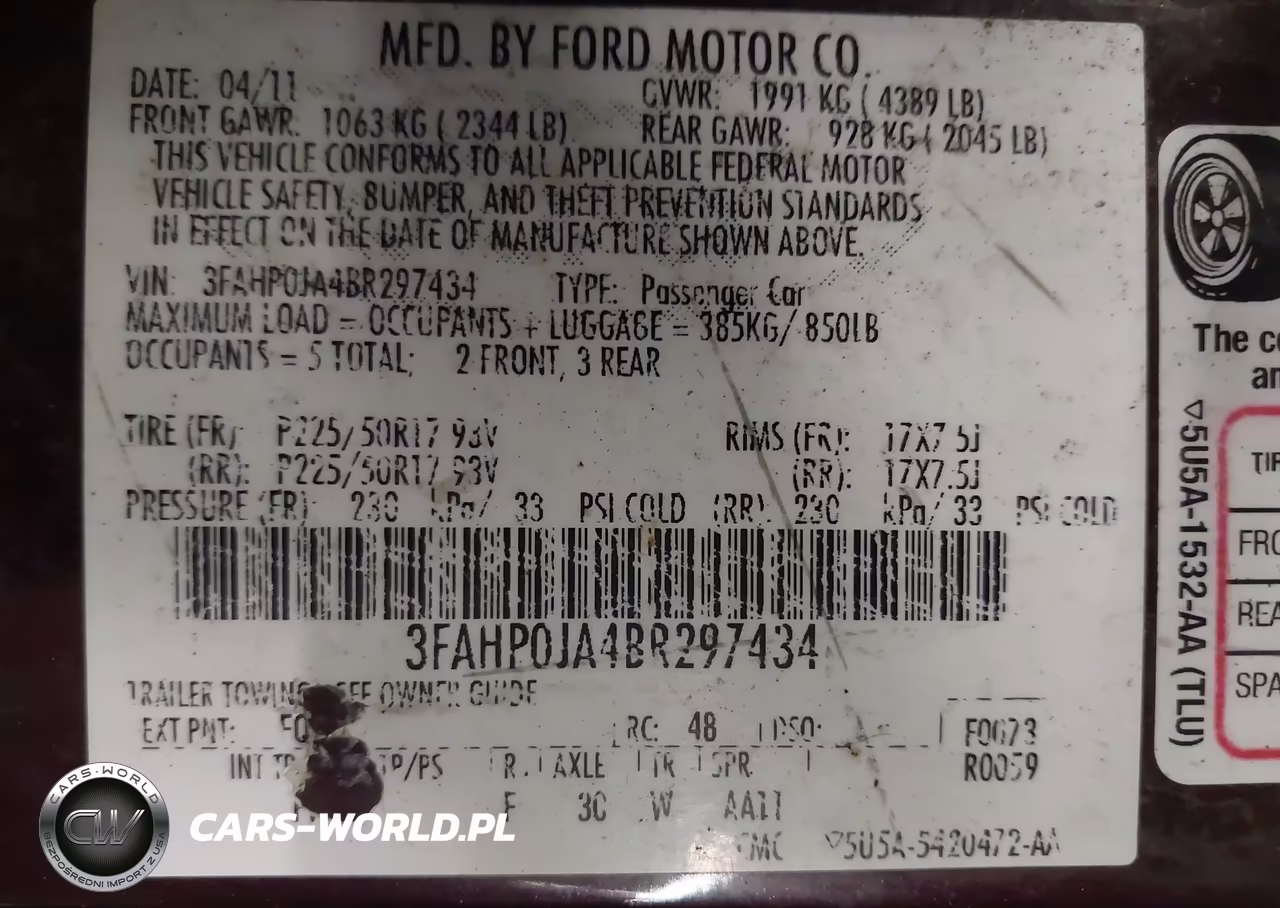 2011 Ford Fusion Sel VIN:3FAHP0JA4BR297434 - 9