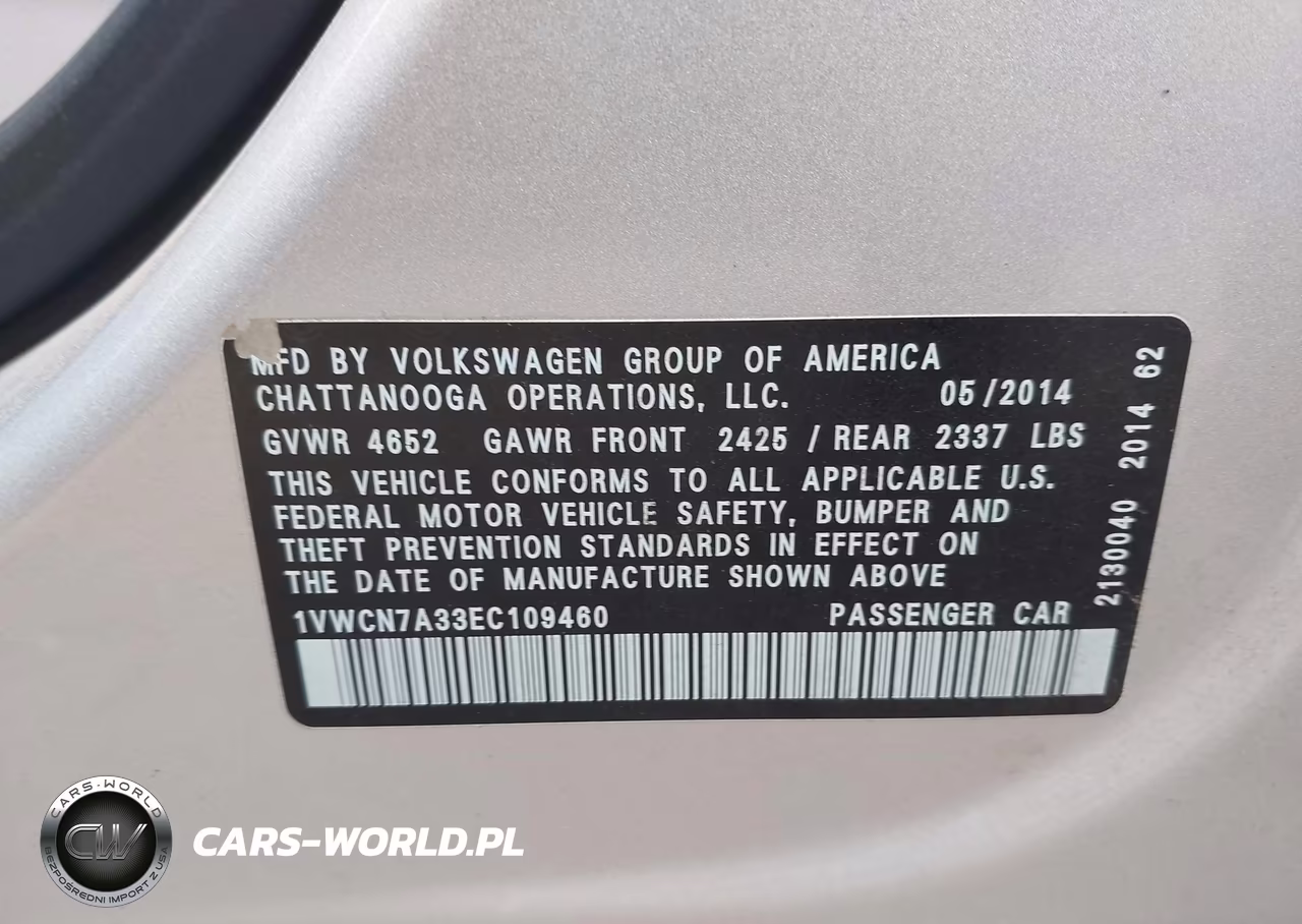 2014 Volkswagen Passat 2.0L Tdi Sel Premium VIN:1VWCN7A33EC109460 - 9