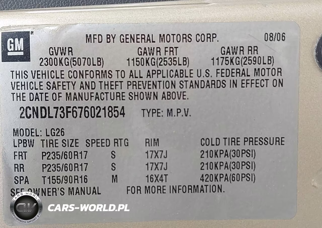 2007 Chevrolet Equinox Lt VIN:2CNDL73F676021854 - 9