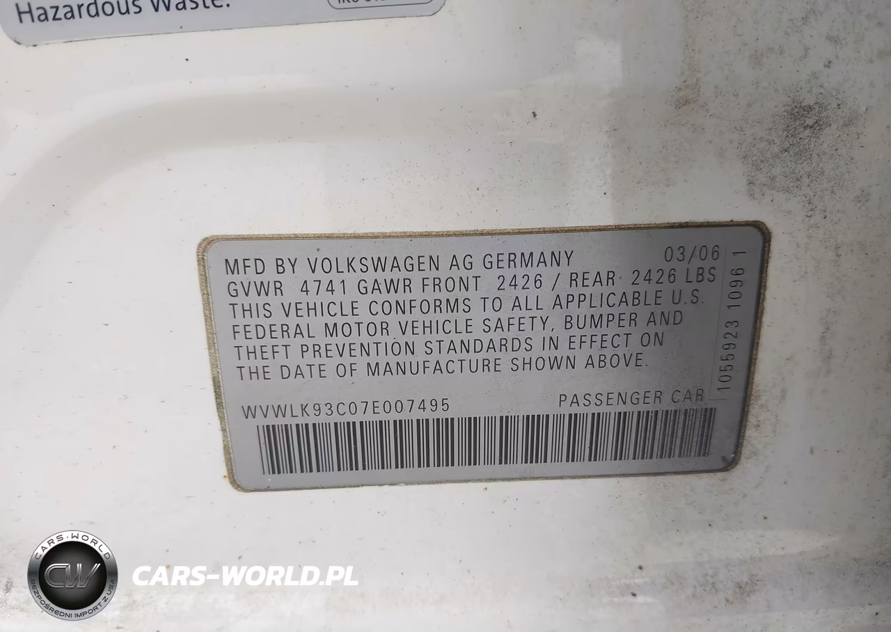 2007 Volkswagen Passat 2.0T VIN:WVWLK93C07E007495 - 9