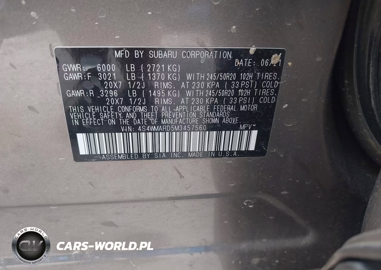 2021 Subaru Ascent Touring VIN:4S4WMARD5M3457560 - 9