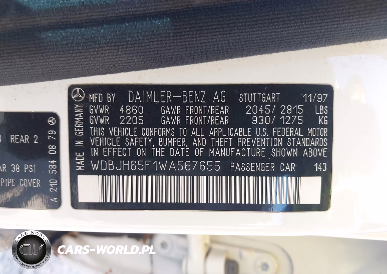 1998 Mercedes-Benz E 320 VIN:WDBJH65F1WA567655 - 9