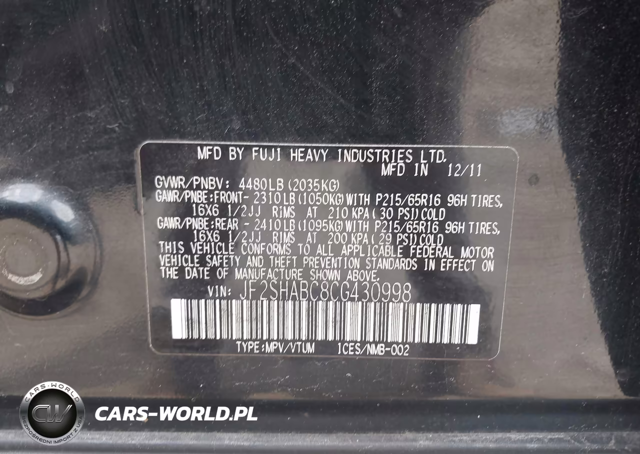 2012 Subaru Forester 2.5X VIN:JF2SHABC8CG430998 - 9