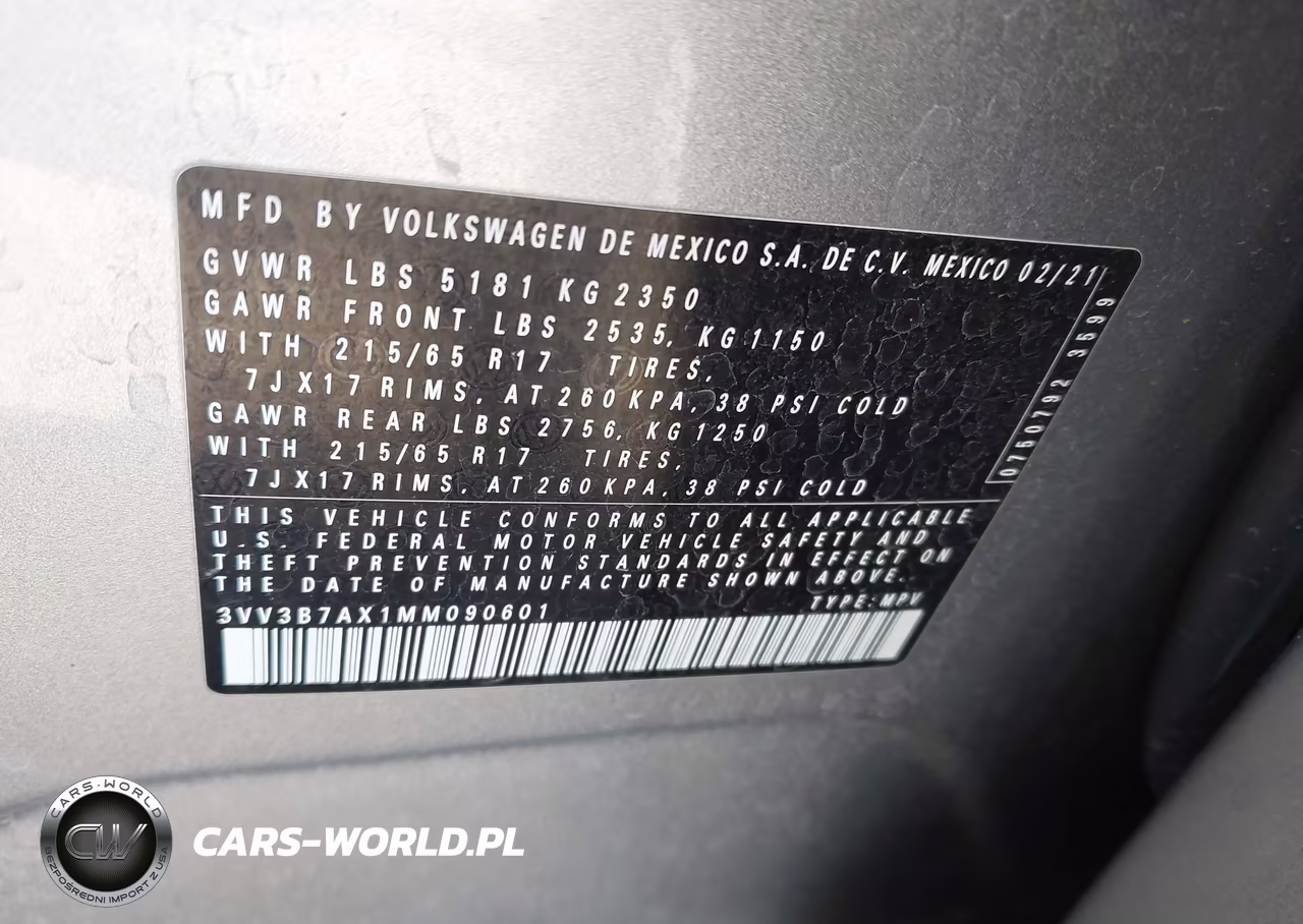 2021 Volkswagen Tiguan 2.0T Se-2.0T Se R-Line Black-2.0T Sel VIN:3VV3B7AX1MM090601 - 9