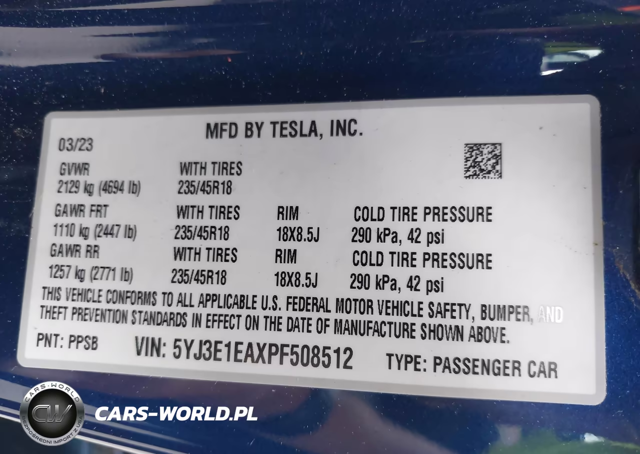 2023 Tesla Model 3 Rear-Wheel Drive VIN:5YJ3E1EAXPF508512 - 9