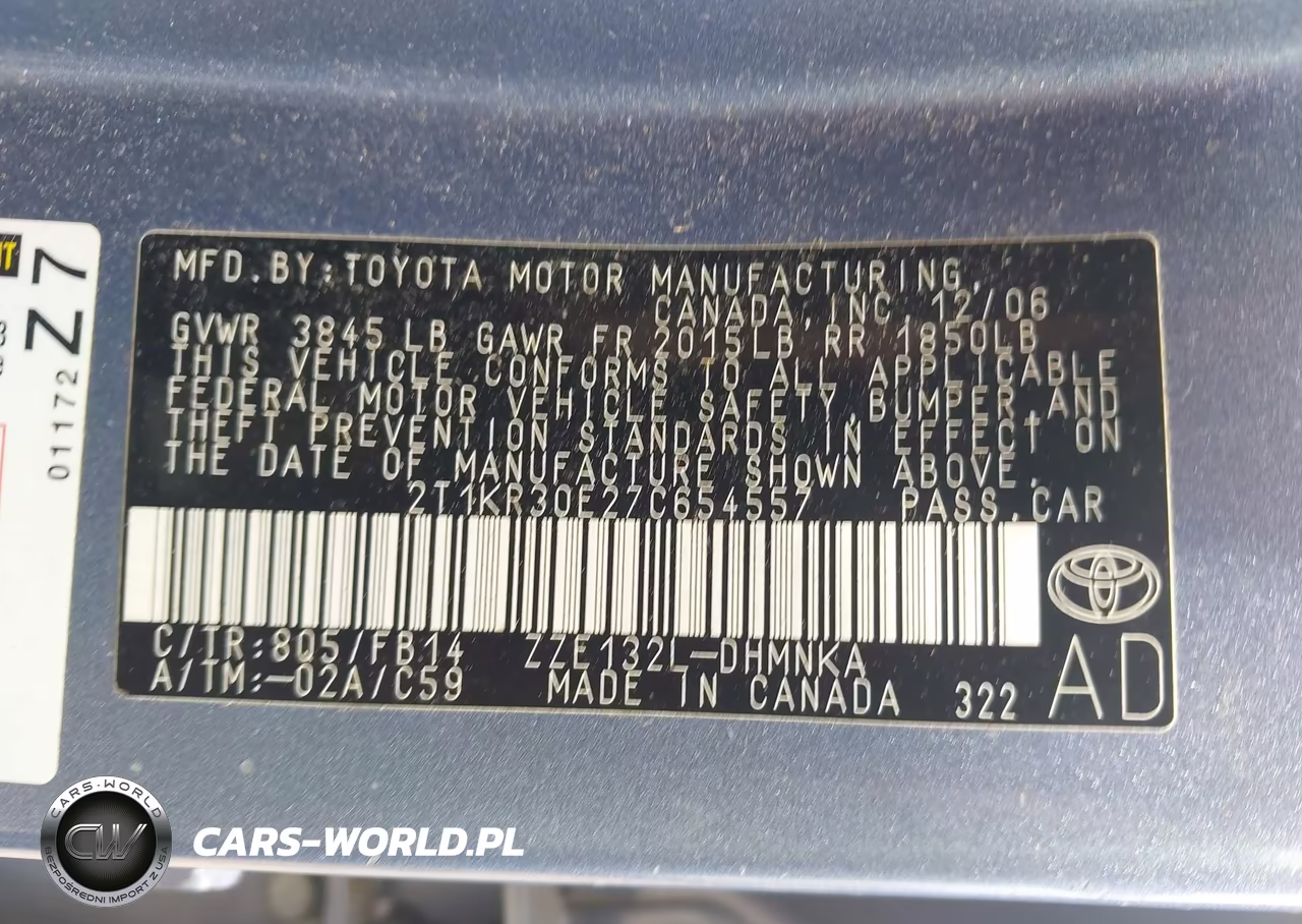 2007 Toyota Matrix Xr VIN:2T1KR30E27C654557 - 9