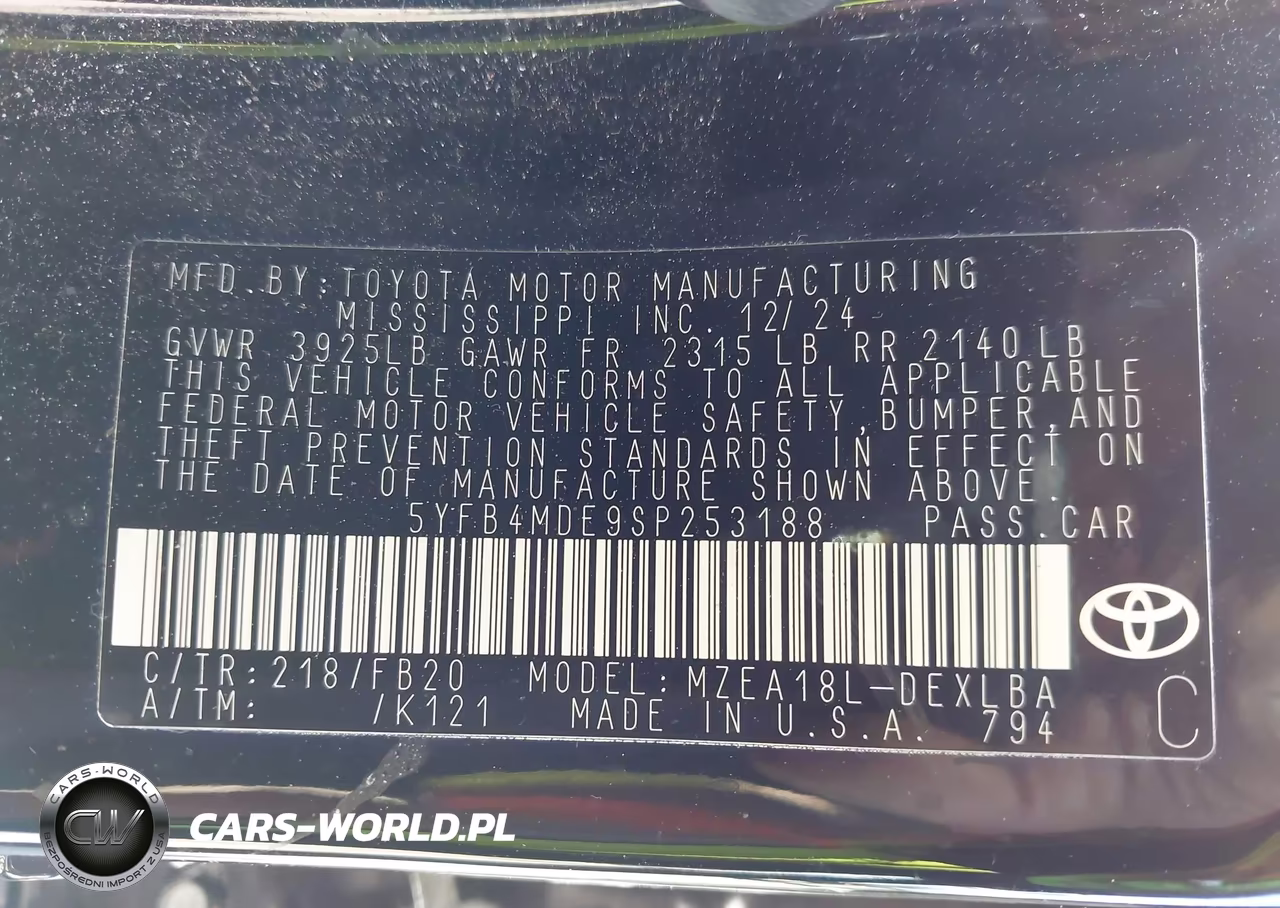 2025 Toyota Corolla Le VIN:5YFB4MDE9SP253188 - 9