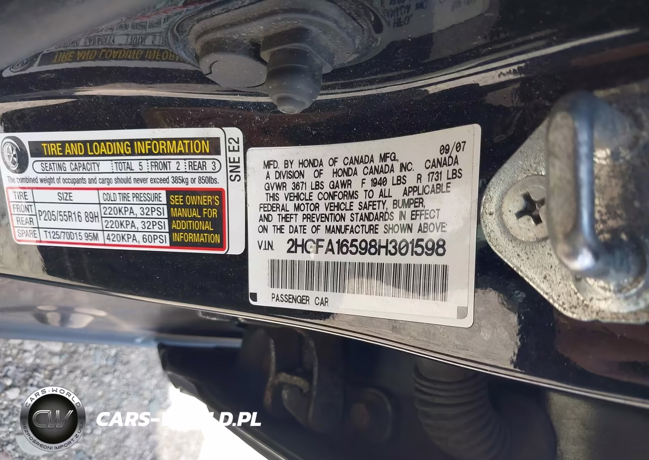2008 Honda Civic Lx VIN:2HGFA16598H301598 - 9