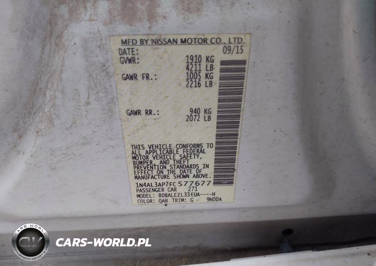 2015 Nissan Altima 2.5 S VIN:1N4AL3AP7FC577677 - 9