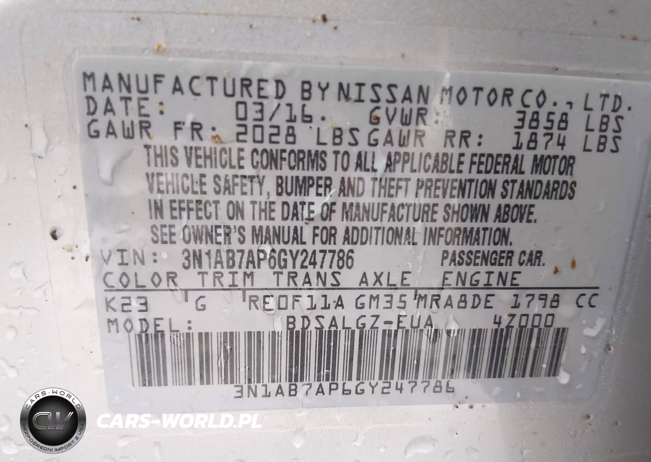 2016 Nissan Sentra Sl VIN:3N1AB7AP6GY247786 - 9